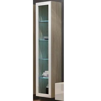 Ąžuolas sonoma (korpus)/balta blizgi (priekis)vitrina 180