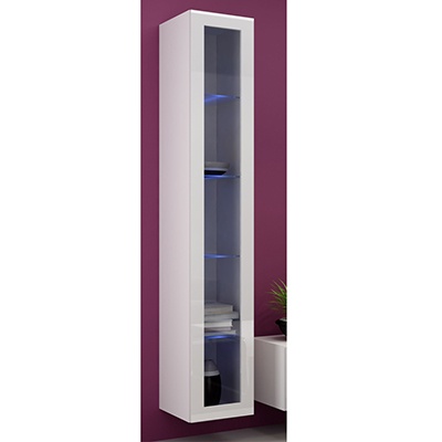 Balta mat (korpus)/balta blizgi (priekis)vitrina 180 Balta mat (korpus)/balta blizgi (priekis)vitrina 180