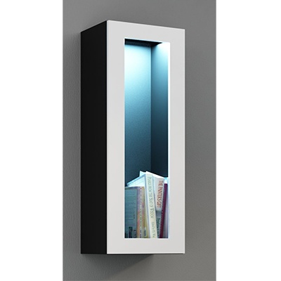 Juoda mat (korpus)/balta blizgi (priekis) vitrina 90 stiklas Juoda mat (korpus)/balta blizgi (priekis) vitrina 90 stiklas