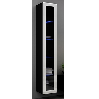 Juoda mat (korpus)/balta blizgi (priekis)vitrina 180 Juoda mat (korpus)/balta blizgi (priekis)vitrina 180