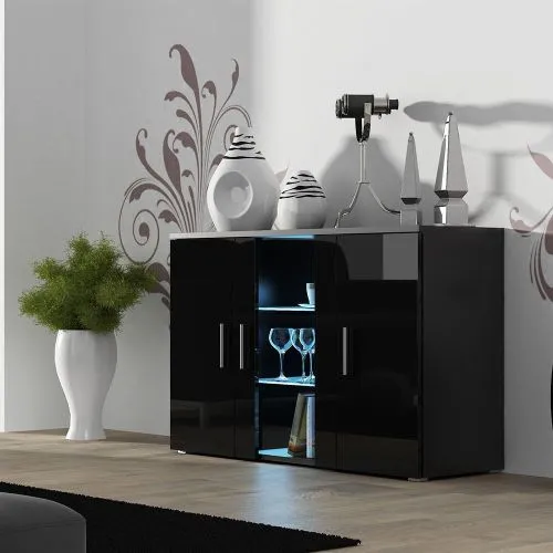 Komoda s7 korpusas juoda mat priekis juoda blizgi Komoda s7 korpusas juoda mat priekis juoda blizgi