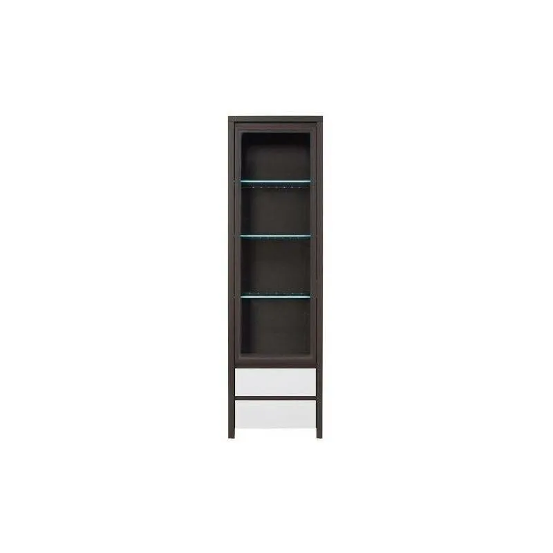 BA-RW100346-11 Moderni balta vitrina Kaspian svetainei su stiklinėmis lentynomis