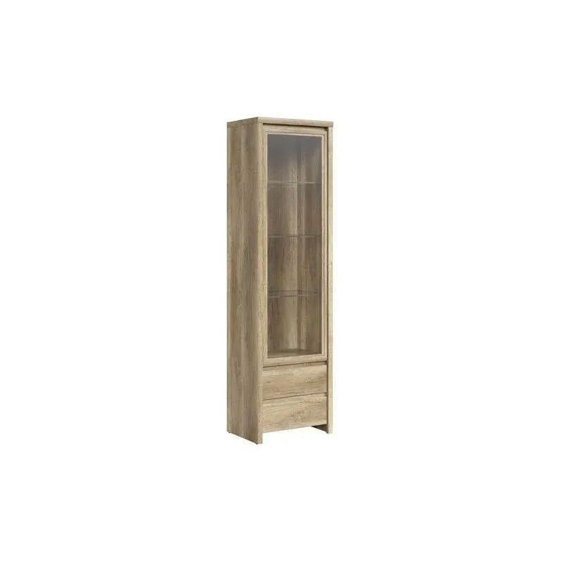 BA-RW100346-3 Moderni balta vitrina Kaspian su stiklinėmis durelėmis