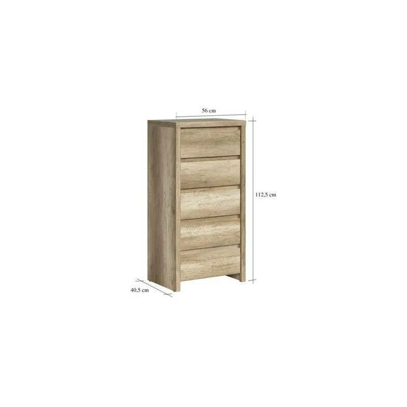 BA-RW100358-6 Moderni balta komoda Kaspian su talpiais stalčiais