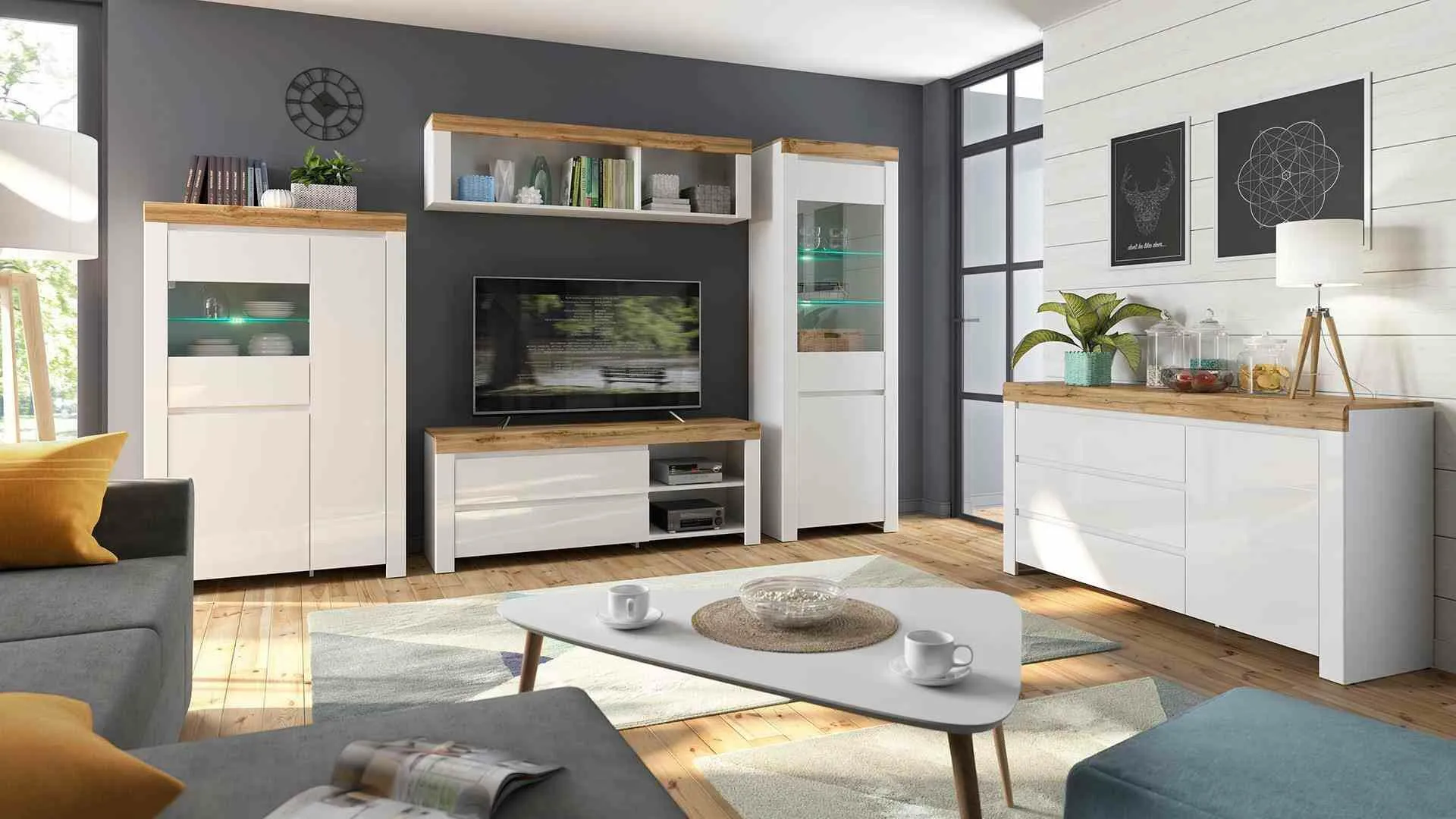 BA-RW105846-8 Moderni vitrinos spintelė RW105846 su stiklinėmis durelėmis