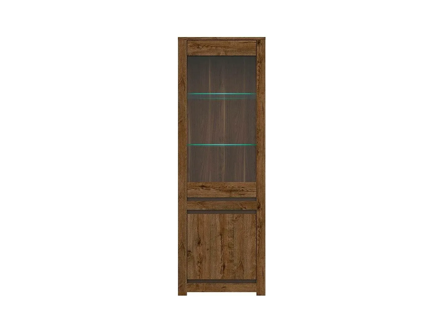 BA-RW105848-6 Moderni balta vitrina su stiklinėmis durelėmis ir lentynomis