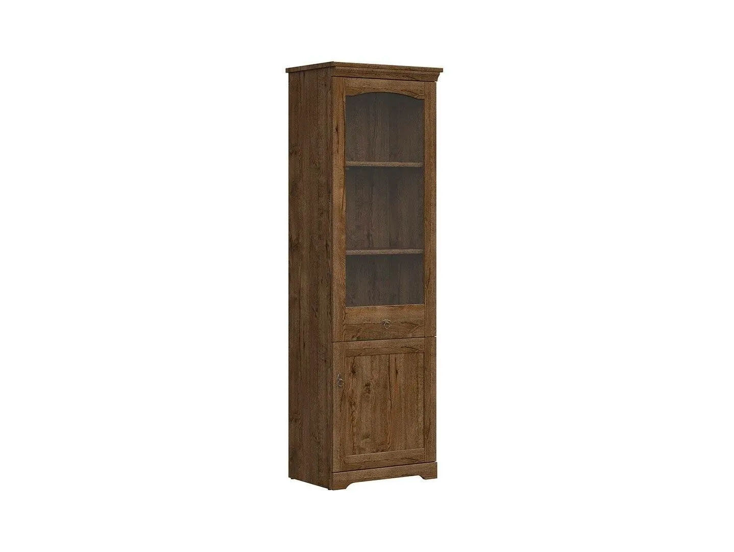 BA-RW105851-6 Moderni balta vitrina su stiklinėmis durelėmis ir lentynomis
