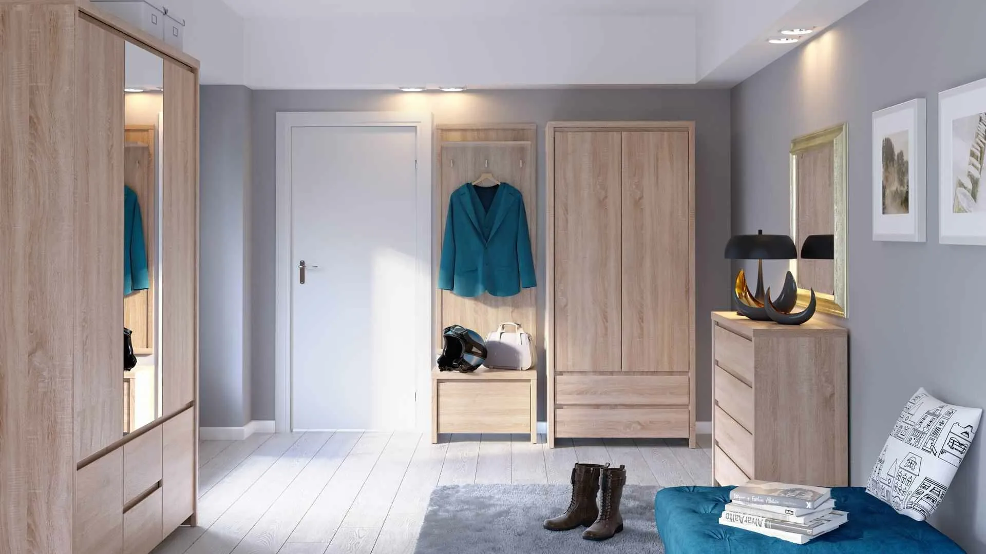 BA-RW105300-5 Modernus pufas 110x55 su elegantišku audiniu