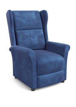 Fotelis AGUSTIN atlošas, spalva: tamsiai mėlyna