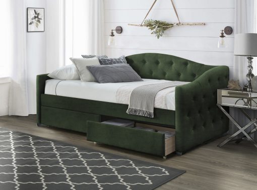 ALOHA bed with drawers, spalva: dark green