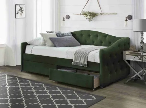 ALOHA bed with drawers, spalva: dark green