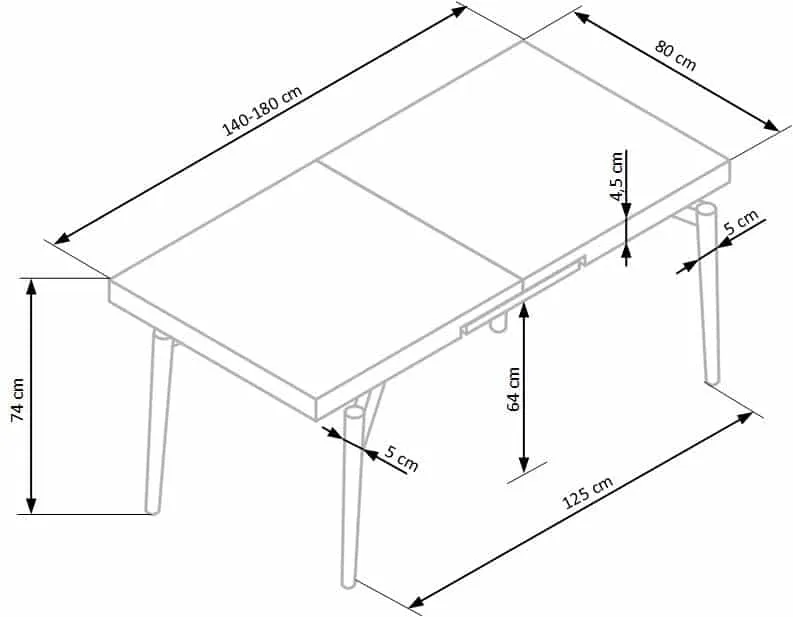 ZO-ZF100164-9 Modernus CAMBELL išskleidžiamas staliukas su medžio dekoru