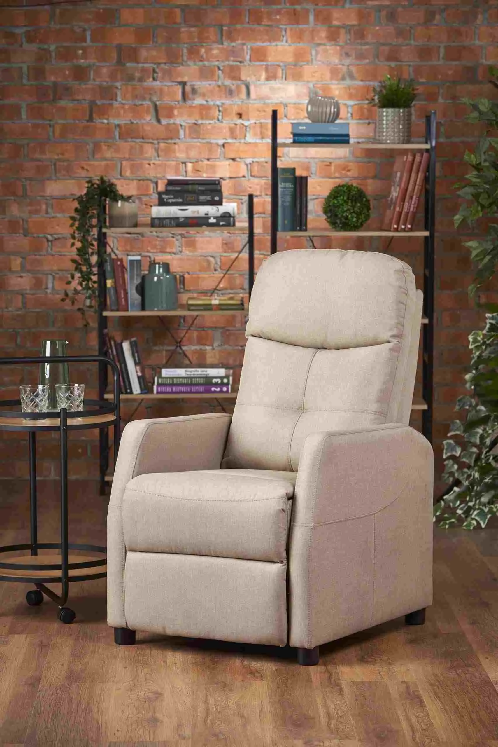 ZO-ZF100349-2 Beige FELIPE recliner fotelis moderniame svetainės interjere
