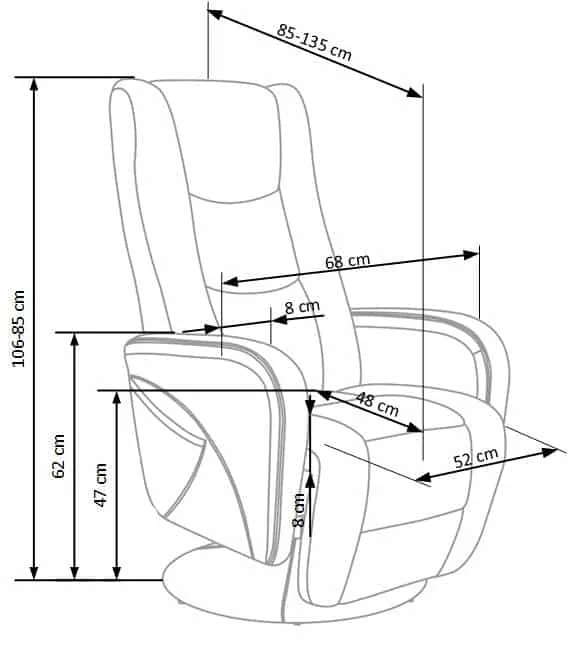ZO-ZF101196-2 PULSAR recliner fotelis cappuccino spalvos moderniam interjerui