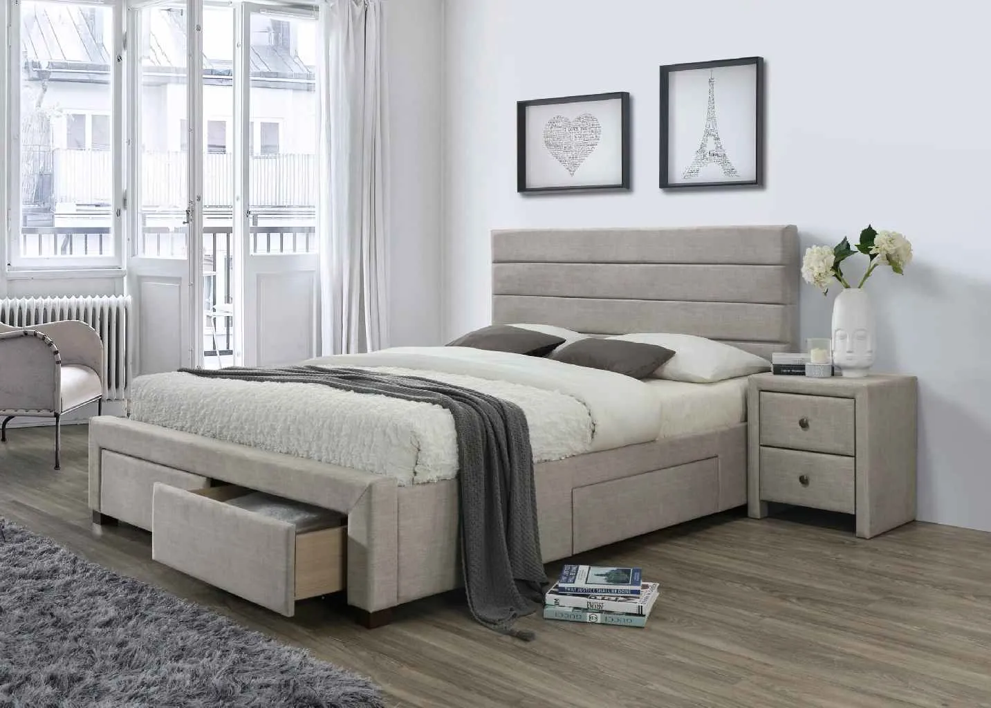 ZO-ZF100911-1 KAYLEON bed with drawers