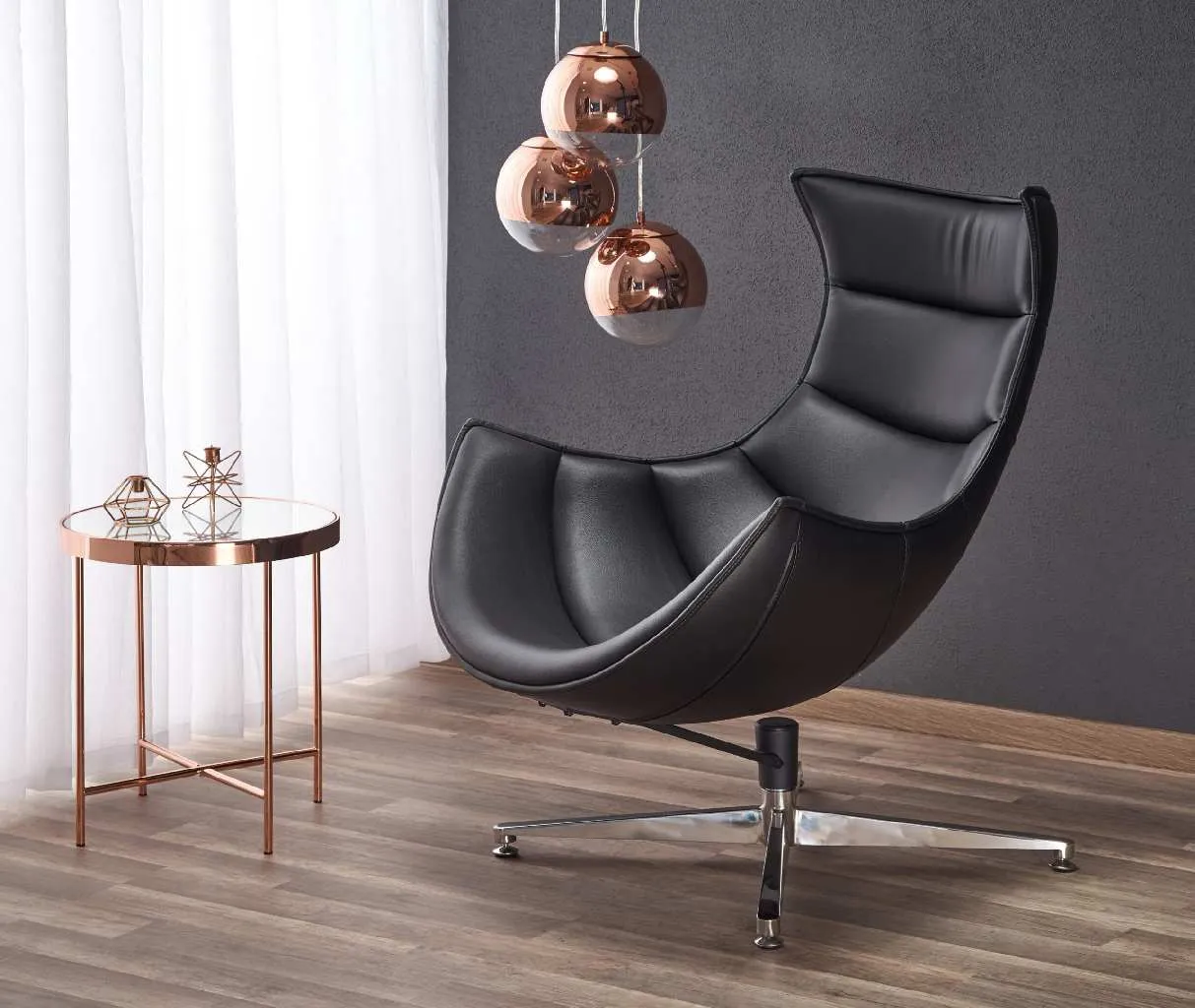 ZO-ZF100974-2 Juodas LUXOR laisvalaikio fotelis moderniam poilsiui namuose