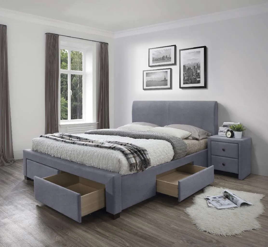 ZO-ZF101059-1 MODENA 3 bed with drawers, spalva: grey