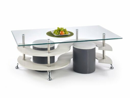 NINA 5 coffee table with pouffes spalva: grey / dark grey