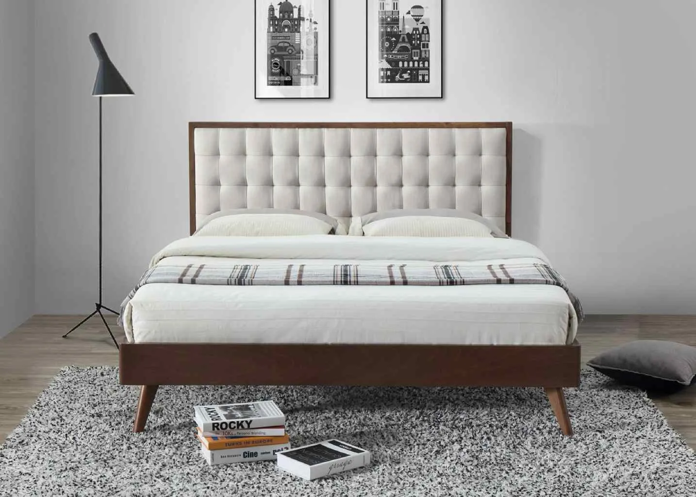 ZO-ZF101312-2 Elegantiška SOLOMO lova su minkštu galvūgaliu moderniam miegamajam
