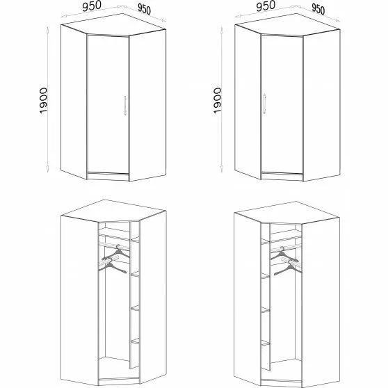 BA-ML103021-3 Kampinė spinta SR4 su erdviomis lentynomis ir moderniu dizainu