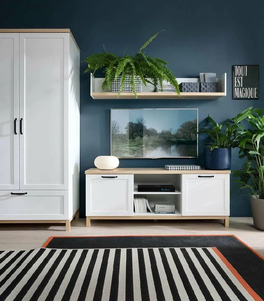 BA-RW105636-5 Moderni TV spintelė Haga su natūralaus medžio apdaila