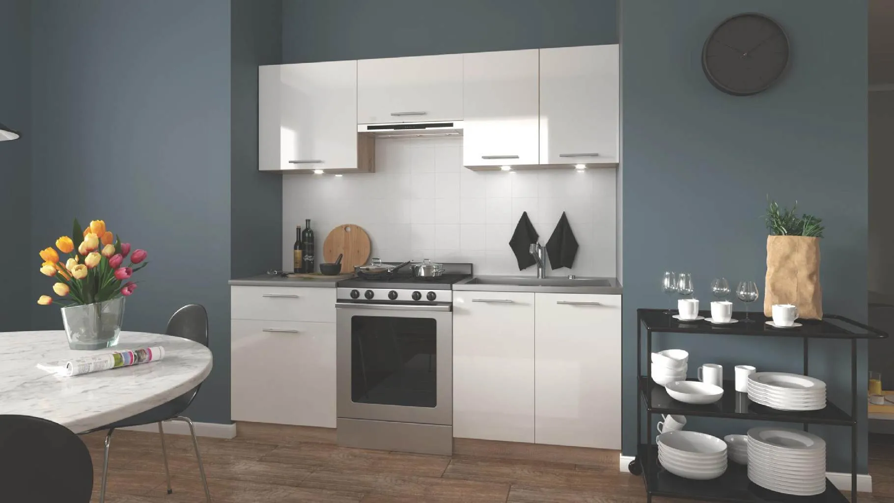 ZO-ZF102113-1 Modernus MARIJA 200 virtuvės komplektas su elegantišku dizainu