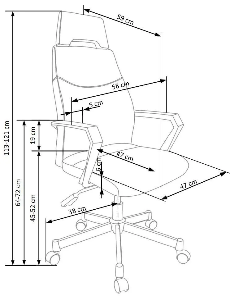 ZO-ZF101130-3 Juoda biuro kėdė OLAF su ergonomišku atlošu