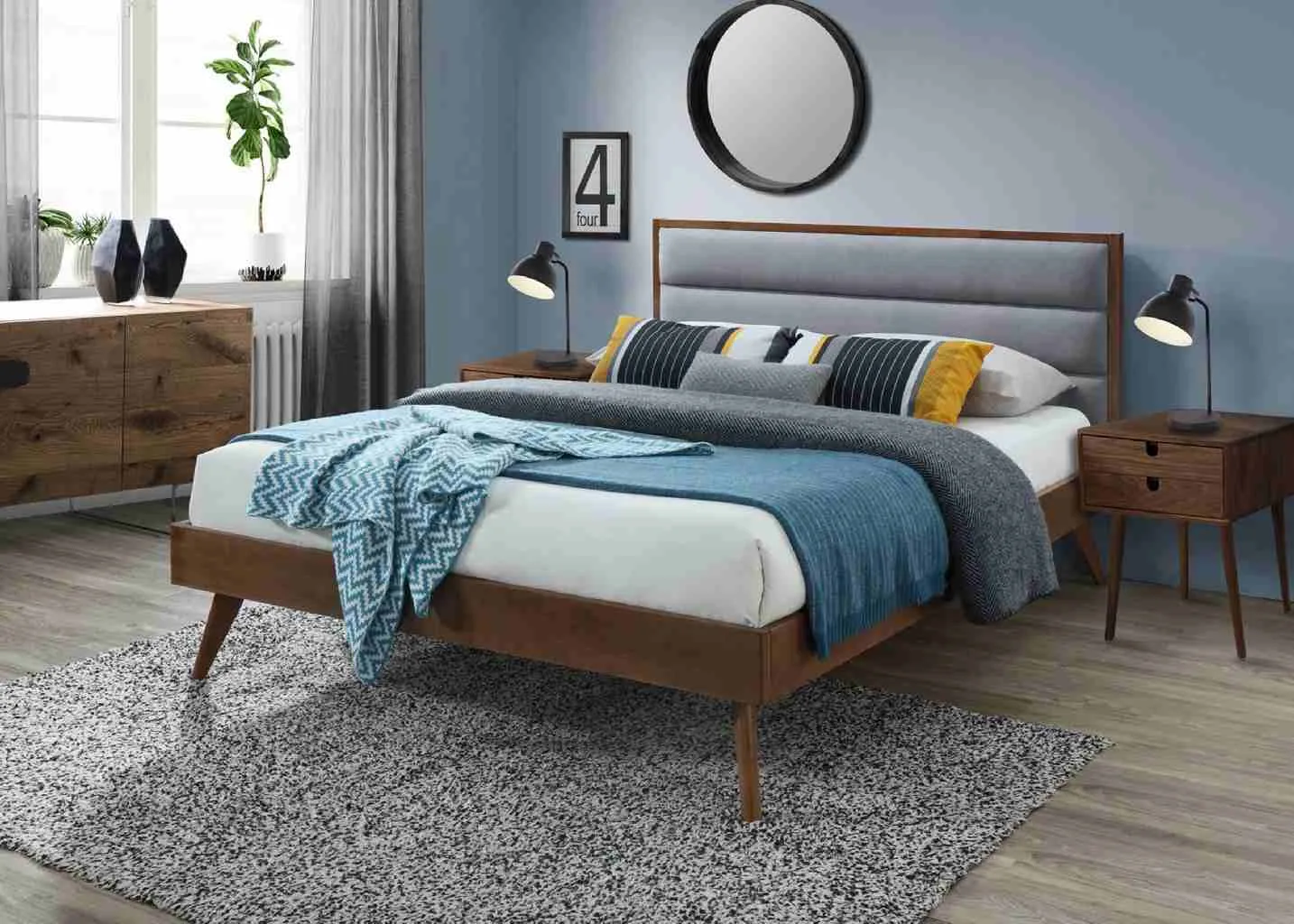 ZO-ZF101145-1 ORLANDO lova su moderniu minkštu galvūgaliu ir mediniu rėmu