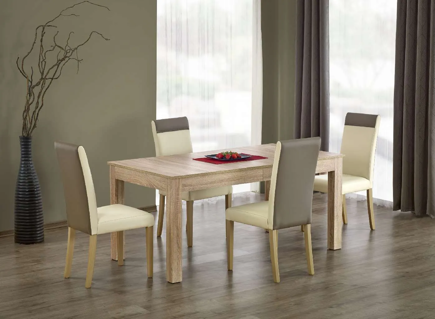 ZO-ZF102052-1 SEWERYN išskleidžiamas stalas sonoma ąžuolo spalvos moderniam valgomajam