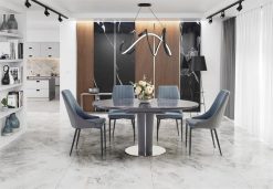 Stalas RICARDO extension table, Spalva: top - grey marble, legs - dark grey