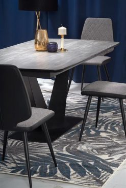 Stalas VINSTON extension table, Spalva: top - dark grey / juoda, legs - juoda