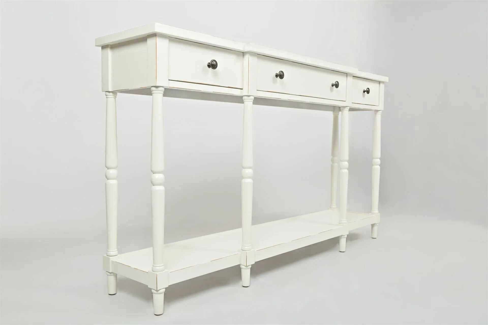 BA-LH100599-2 Balta Avola Antique White konsolė su trimis stalčiais