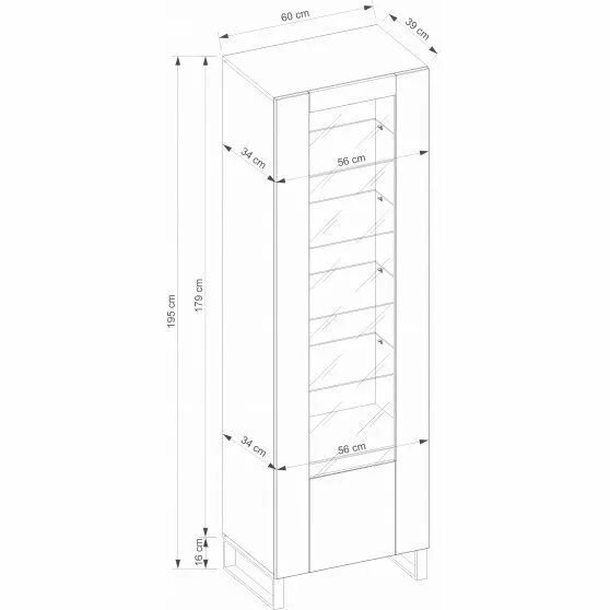 BA-ML103455-3 Balta vitrininė spintelė Vitrina 1W MN-02 su stiklinėmis durelėmis