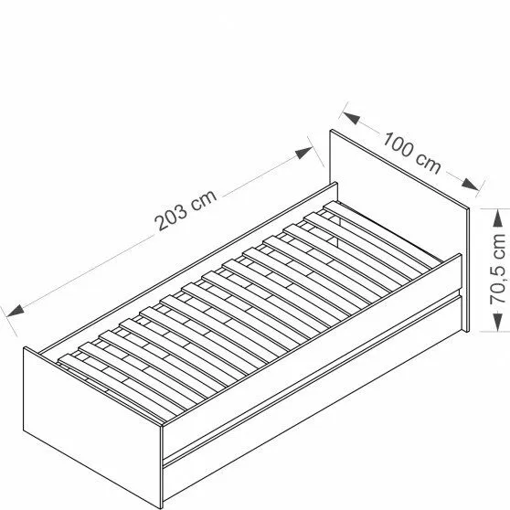 BA-ML104190-4 Moderni viengulė lova 90x200 C15 su stilingu galvūgaliu