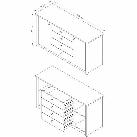 BA-ML104214-3 Moderni komoda F6 su stalčiais ir medinėmis detalėmis