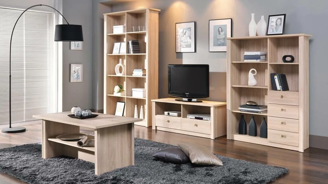 BA-ML104214-4 Moderni komoda F6 su stalčiais ir medinėmis detalėmis