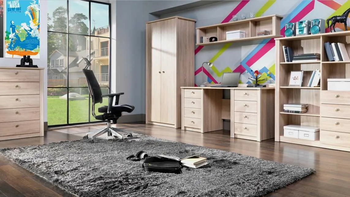 BA-ML104214-6 Moderni balta komoda F6 su juodomis rankenėlėmis