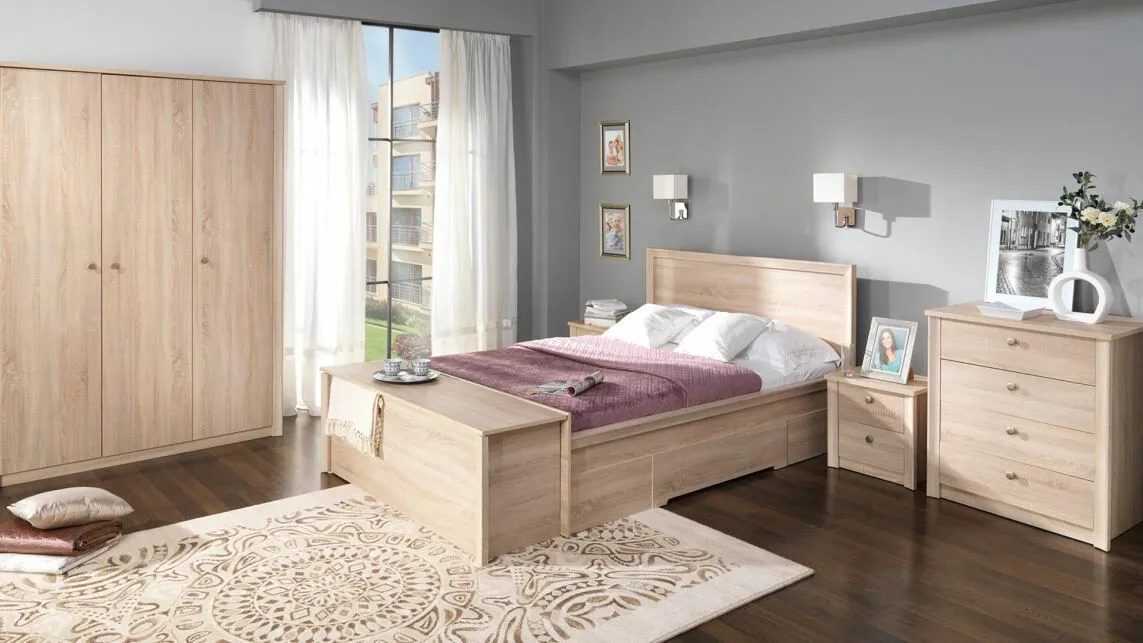 BA-ML104214-7 Moderni komoda F6 su stalčiais ir minimalistiniu dizainu