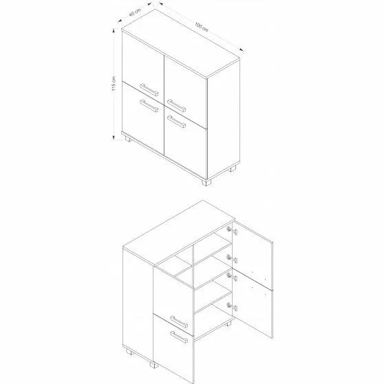 BA-ML104282-5 Moderni balta spintelė M4 su medinėmis detalėmis