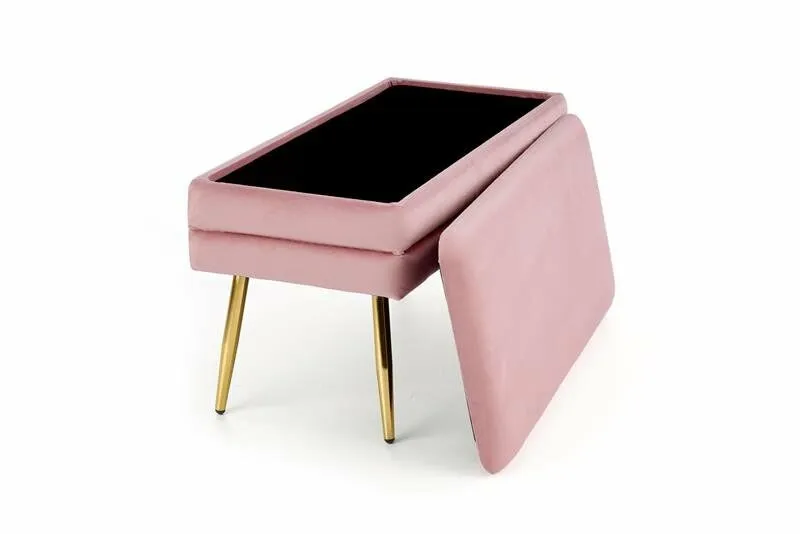 BA-HA210957-7 Rožinis VELVA suoliukas su elegantiškomis auksinėmis kojelėmis