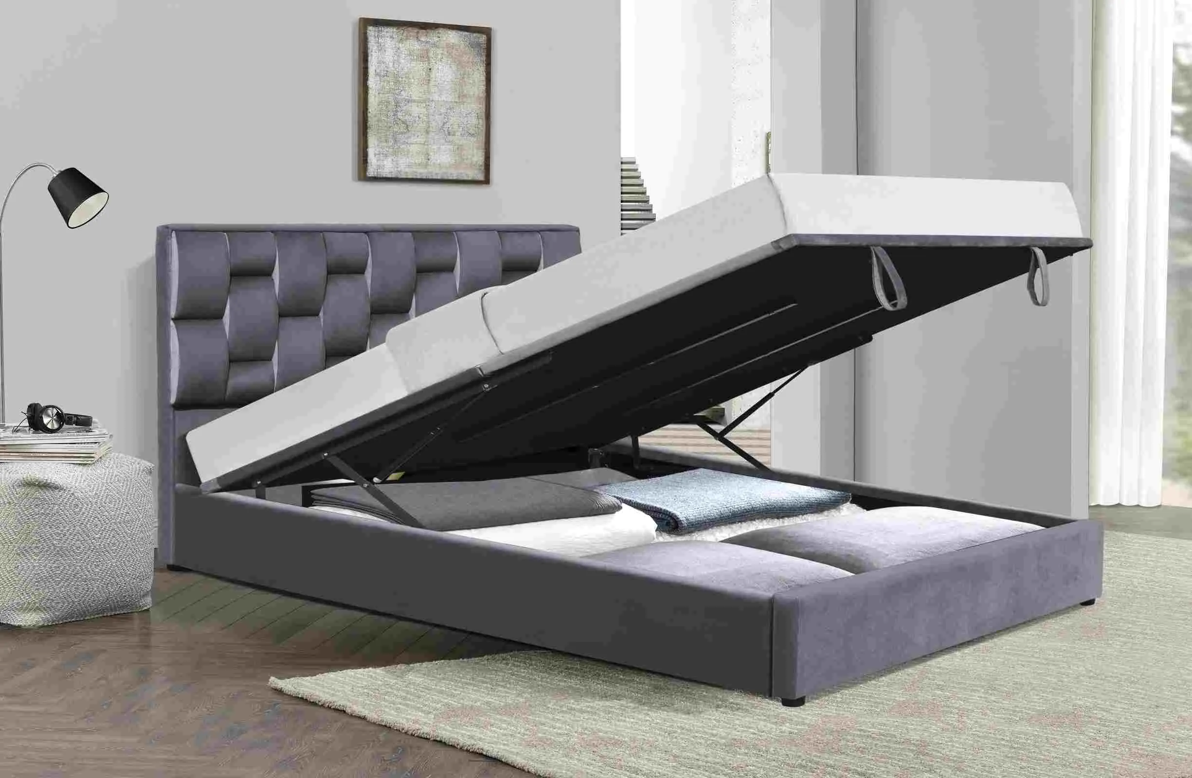 ZO-ZF100054-2 ANNABEL 160 lova su patalynės dėže elegantiškam miegamajam