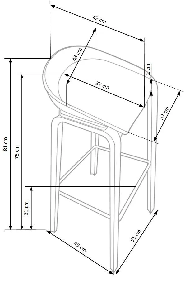 ZO-ZF100453-9 Moderni baro kėdė H86 su elegantišku dizainu