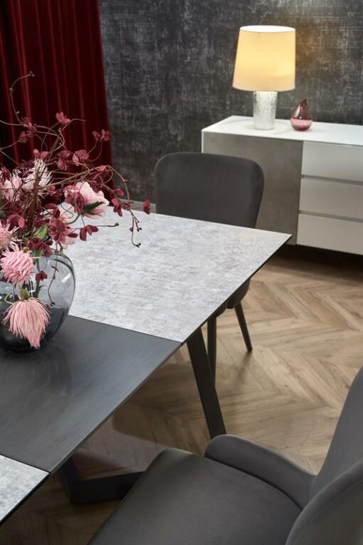 Stalas TIZIANO extension table, Spalva: top - light grey / dark grey, legs - dark grey