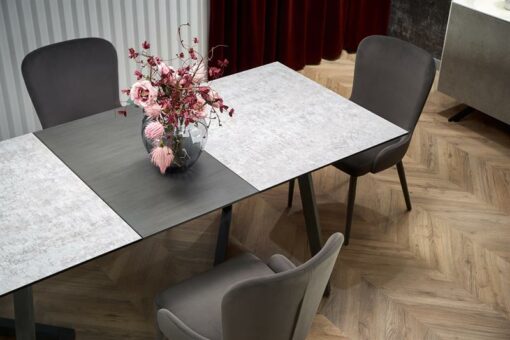 Stalas TIZIANO extension table, Spalva: top - light grey / dark grey, legs - dark grey