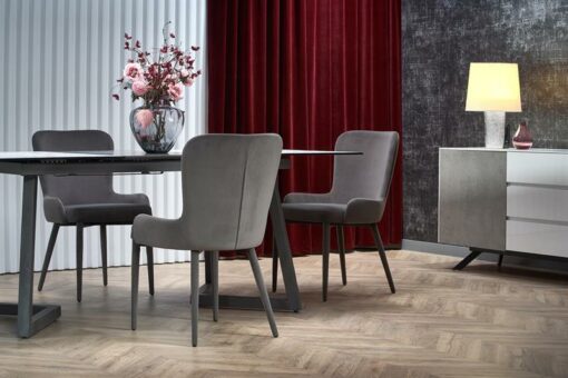 Stalas TIZIANO extension table, Spalva: top - light grey / dark grey, legs - dark grey