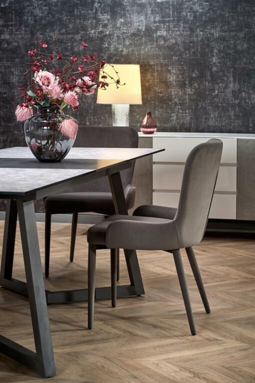 Stalas TIZIANO extension table, Spalva: top - light grey / dark grey, legs - dark grey