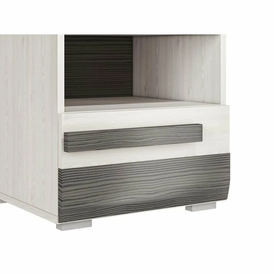 BA-MM100696-4 Moderni balta naktinė spintelė BLANCO 18 su stalčiais