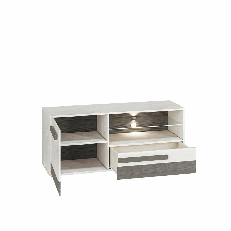 BA-MM100714-2 Modernus TV staliukas BLANCO 10 su lentynomis