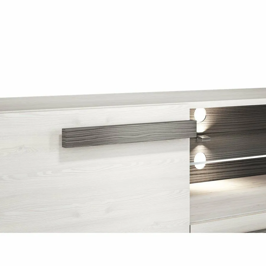 BA-MM100714-4 Baltas TV staliukas BLANCO 10 su moderniomis lentynomis