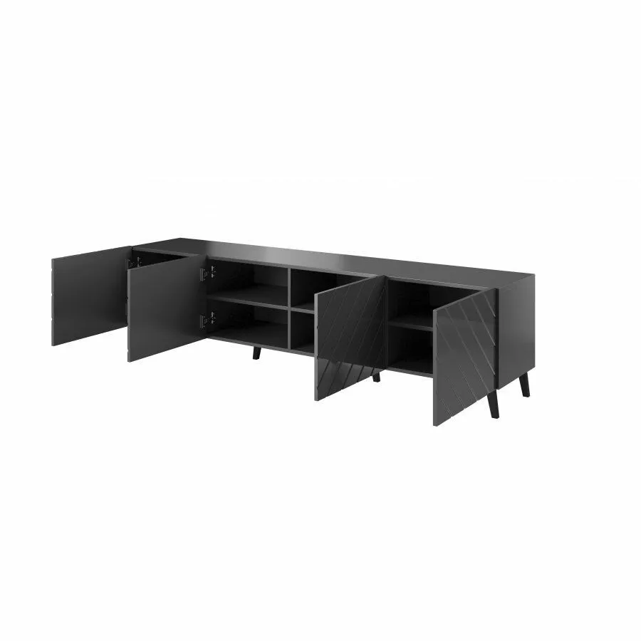 BA-MM103689-2 Modernus TV staliukas su lentynomis ir uždaromis spintelėmis